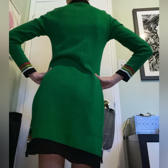Vintage knitted long sleeve dress green and multicoloured - Picture 3 of 5